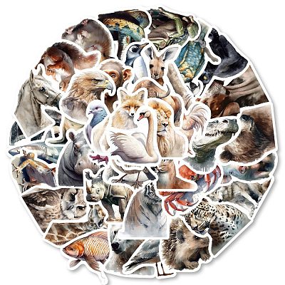 50Pcs Animal PVC Self-Adhesive Cartoon Stickers STIC-B001-04-1