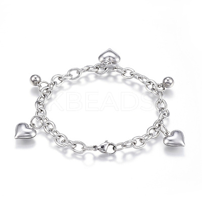 Tarnish Resistant 304 Stainless Steel Charm Bracelets LS-BJEW-G544-12P-1