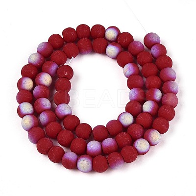 Frosted Opaque Glass Beads Strands GLAA-T032-P6mm-MBB23-1