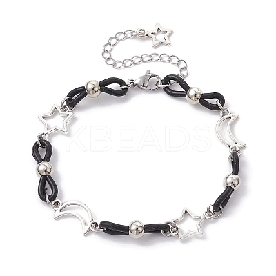 Alloy & Silicone Link Chain Bracelets BJEW-JB09984-02-1