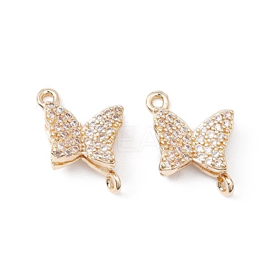 Brass Micro Pave Clear Cubic Zirconia Connector Charms ZIRC-P100-06G-1