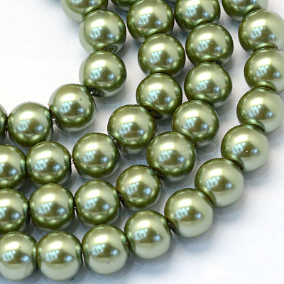 Baking Paint Pearlized Glass Pearl Round Bead Strands X-HY-Q003-4mm-49-1