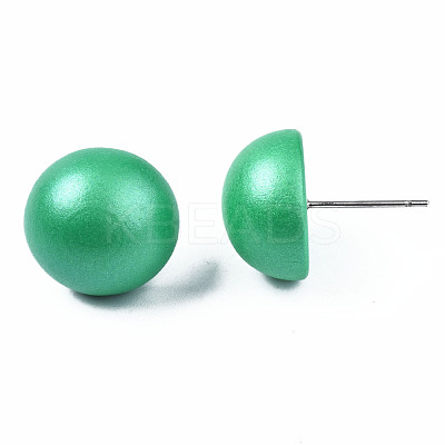 Painted Half Round Schima Wood Earrings for Girl Women EJEW-T017-02C-1
