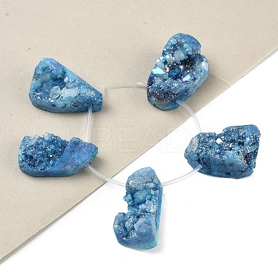 Electroplated Natural Druzy Agate Beads Strands G-N0259-08-1