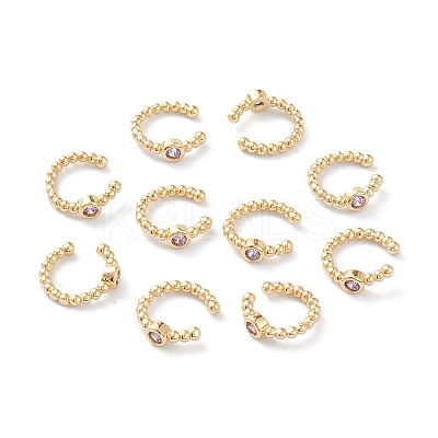 Brass Micro Pave Cubic Zirconia Cuff Earrings LS-EJEW-H109-01I-G-1