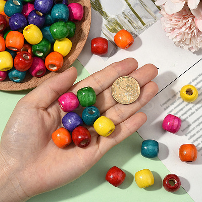 200Pcs Dyed Natural Maple Wood Beads WOOD-SP0001-64-1