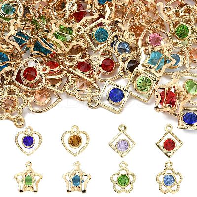 60Pcs Rack Plating Eco-Friendly Iron Rhinestone Pendants IFIN-YW0003-91-1