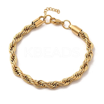 304 Stainless Steel Rope Chain Bracelets for Women BJEW-B140-03G-1