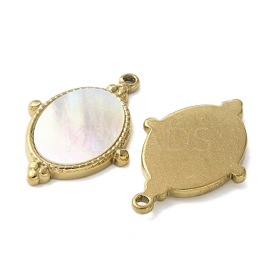 Oval 304 Stainless Steel Natural Paua Shell/White Shell Pendants Ion Plating(IP) STAS-U037-08G-01-1