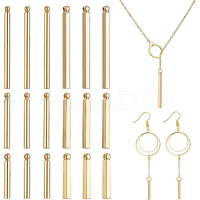 36Pcs 6 Style Brass Bar Pendants KK-BC0008-07-1