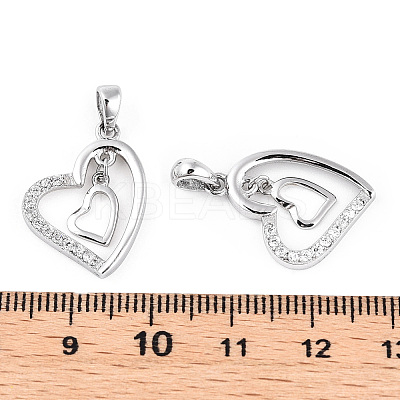 Rhodium Plated 925 Sterling Silver Micro Pave Clear Cubic Zirconia Pendants STER-T007-49P-1