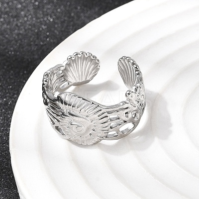304 Stainless Steel Open Cuff Rings for Women RJEW-K313-15P-1