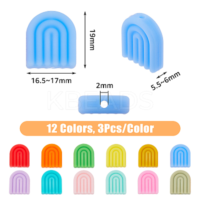 36Pcs 12 Colors Silicone Beads SIL-DC0001-26-1