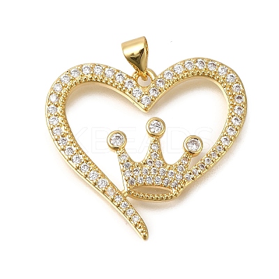 Rack Plating Brass Micro Pave Cubic Zirconia Pendants ZIRC-F142-03G-02-1