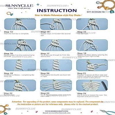 DIY Handmade Woven Cotton Bohemian Style Keychain Making Kits DIY-SC0028-16-1