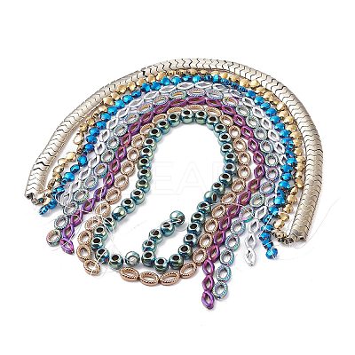 Rainbow Color Baking Paint Electroplate Non-magnetic Synthetic Hematite Beads Strands G-XCP0009-06-1