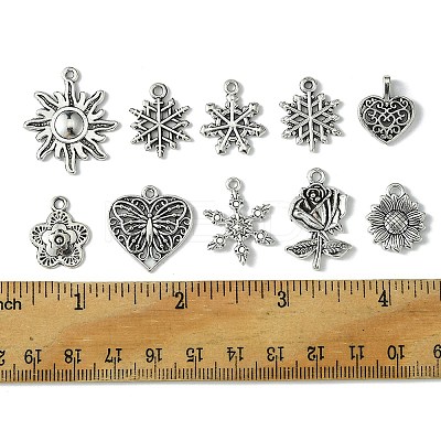 60Pcs 10 Styles Tibetan Style Alloy Pendants FIND-FS0002-30-1