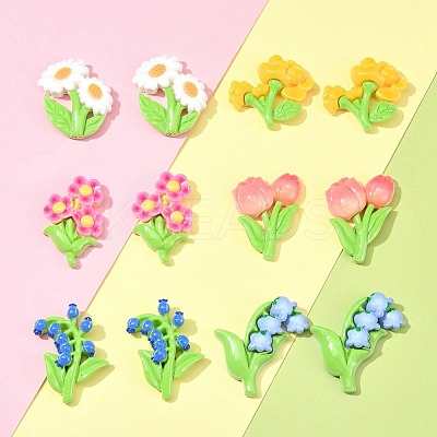 12Pcs 6 Styles Opaque Resin Decoden Cabochons RESI-FS0001-68-1