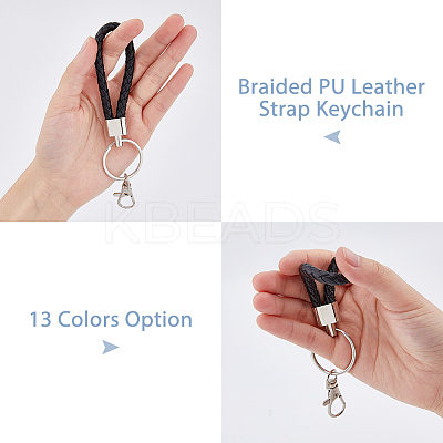 26Pcs 13 Colors Braided PU Leather Ornament Lanyard Strap Keychain KEYC-DC0001-18-1
