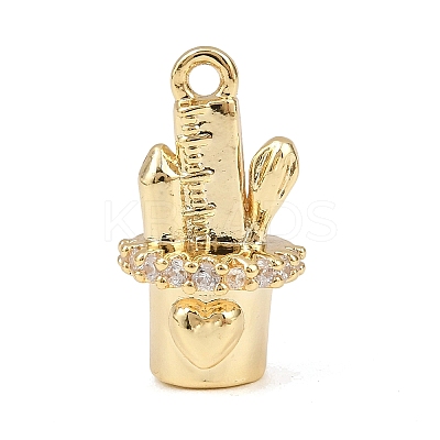 Brass Micro Pave Clear Cubic Zirconia Pendants KK-G545-17G-1