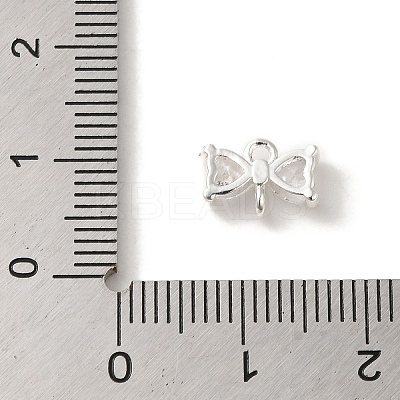 Brass Pave Clear Cubic Zirconia Bowknot Links Connector Charms KK-K371-07S-1
