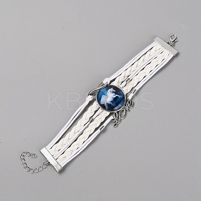 Alloy Glass Multi-strand Bracelets LS-BJEW-WH0011-10B-1