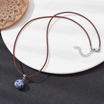Natural Blue Spot Jasper Round Pendant Necklaces NJEW-JN04478-03-1