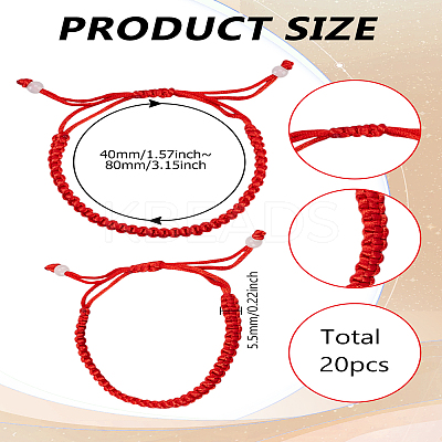20Pcs Polyester Braided Bracelets for Women Girl BJEW-LP0001-42-1