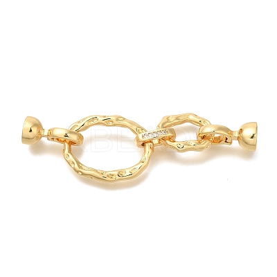 Brass Micro Pave Clear Cubic Zirconia Fold Over Clasps KK-K389-112G-1