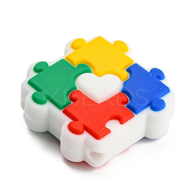 Puzzle Food Grade Eco-Friendly Silicone Focal Beads SIL-H005-01-1