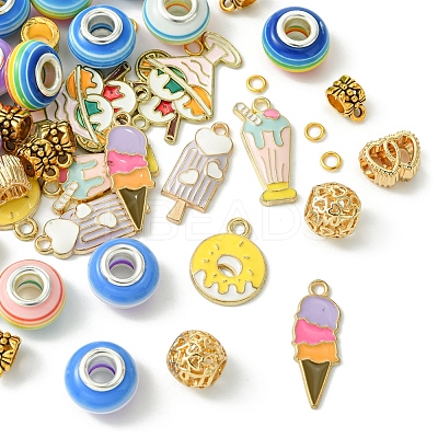 DIY Ice Cream Alloy Enamel & Rondelle Resin European Style Bracelet Making Kits DIY-FS0007-25-1