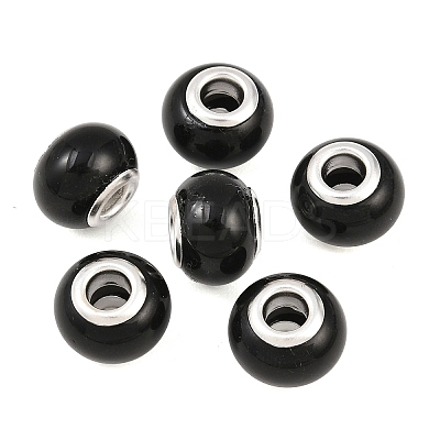 Spray Painted Glass European Beads GPDL-R001-11S-1