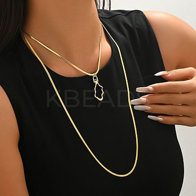 304 Stainless Steel Hollow Cloud Pendant Double Layer Necklaces for Women AM4395-1