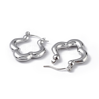 Non-Tarnish 304 Stainless Steel Flower Hoop Earrings for Women LS-EJEW-I284-13P-1