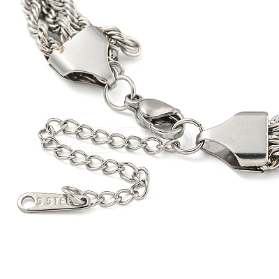 Non-Tarnish 304 Stainless Steel 3-Strand Rope Chain Bracelets for Women BJEW-G707-02P-1