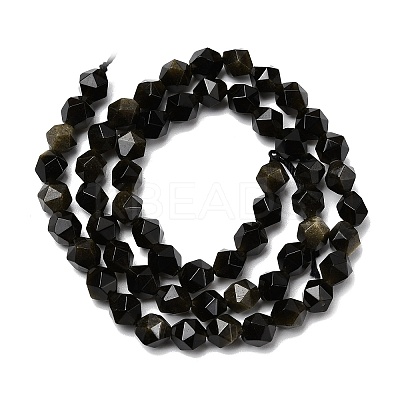Natural Golden Sheen Obsidian Beads Strands G-Z119-A10-01-1
