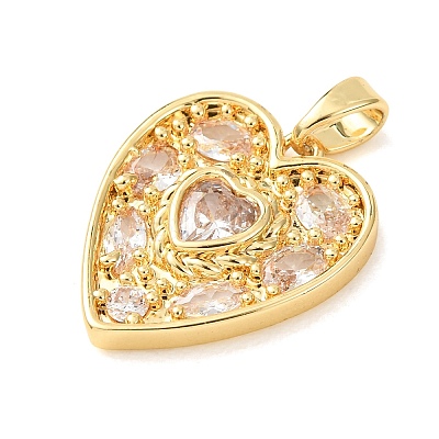 Valentine's Day Brass Pave Clear Cubic Zirconia Pendants CU-H001-01G-1