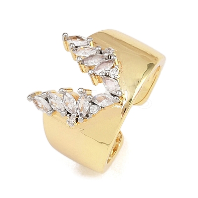 Brass Micro Pave Cubic Zirconia Cuff Rings RJEW-D333-04B-G-1