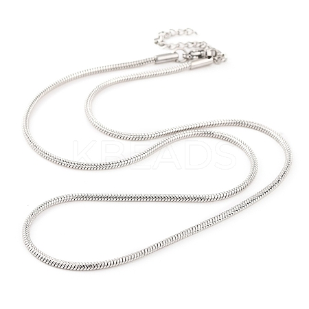 201 Stainless Steel Round Snake Chain Necklaces for Women NJEW-G140-06D-P-1-1