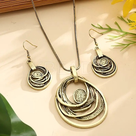 Hollow Zinc Alloy Dangle Earrings & Necklaces Sets FS-WG82BBD-02-1