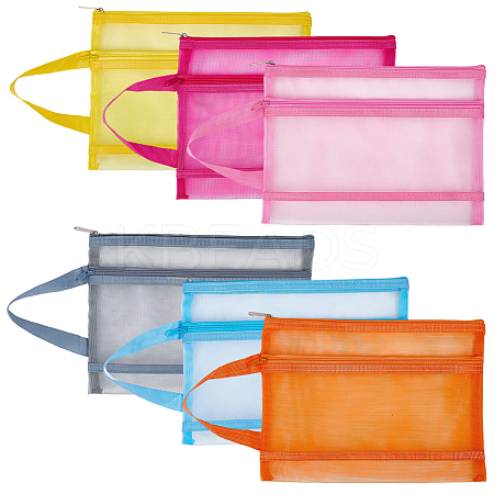 6Pcs 6 Colors Nylon Mesh Pen Bag AJEW-CP0006-77-1