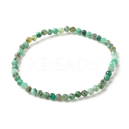 3.5MM Natural Emerald Round Beads Stretch Bracelet for Women BJEW-JB07413-1