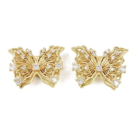 Brass Micro Pave Clear Cubic Zirconia Beads KK-D109-05A-G-1