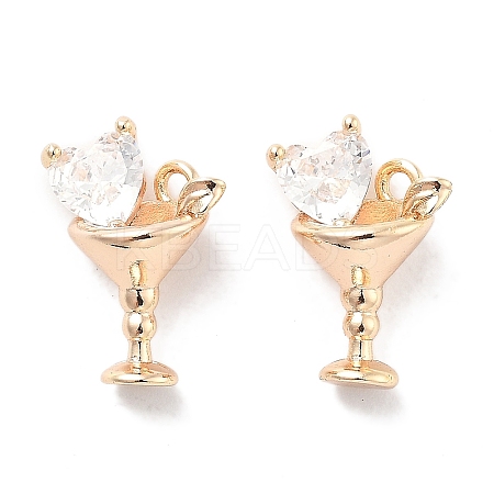 Brass Glass Charms KK-M102-32G-1