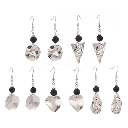 Natural Lava Rock Dangle Earrings for Women EJEW-JE05146-1