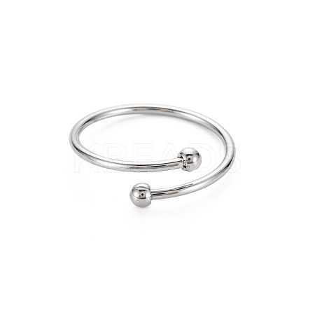 Non-Tarnish 304 Stainless Steel Double Beaded Thin Open Cuff Rings RJEW-N038-048P-1