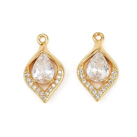 Brass Micro Pave Clear Cubic Zirconia Pendants KK-B137-20G-01-1