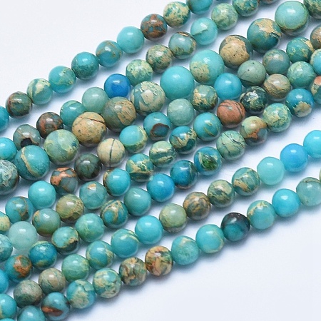 Natural Aqua Terra Jasper Beads Strands G-E444-14A-4mm-1