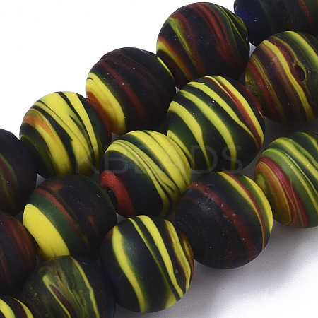 Handmade Frosted Lampwork Beads Strands LAMP-T007-07B-1