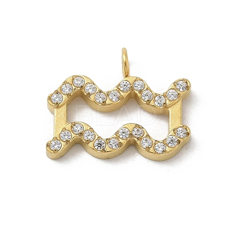 Ion Plating(IP) 304 Stainless Steel Micro Pave Cubic Zirconia Charms STAS-Z107-09G-01-1